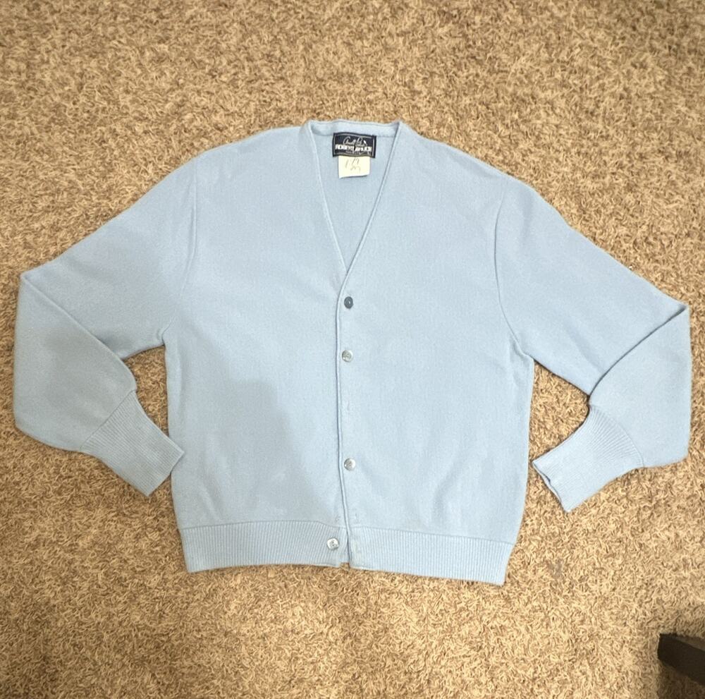 Arnold Palmer Robert Bruce Men’s Blue V-Neck Button-Front Knit Cardigan L